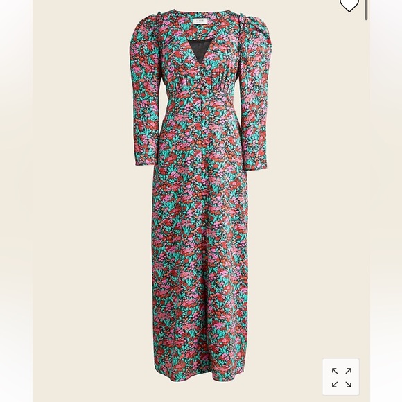 J.Crew Collection Drapey Puff-Sleeve Dress in Ratti Red Blooms - Picture 4 of 15